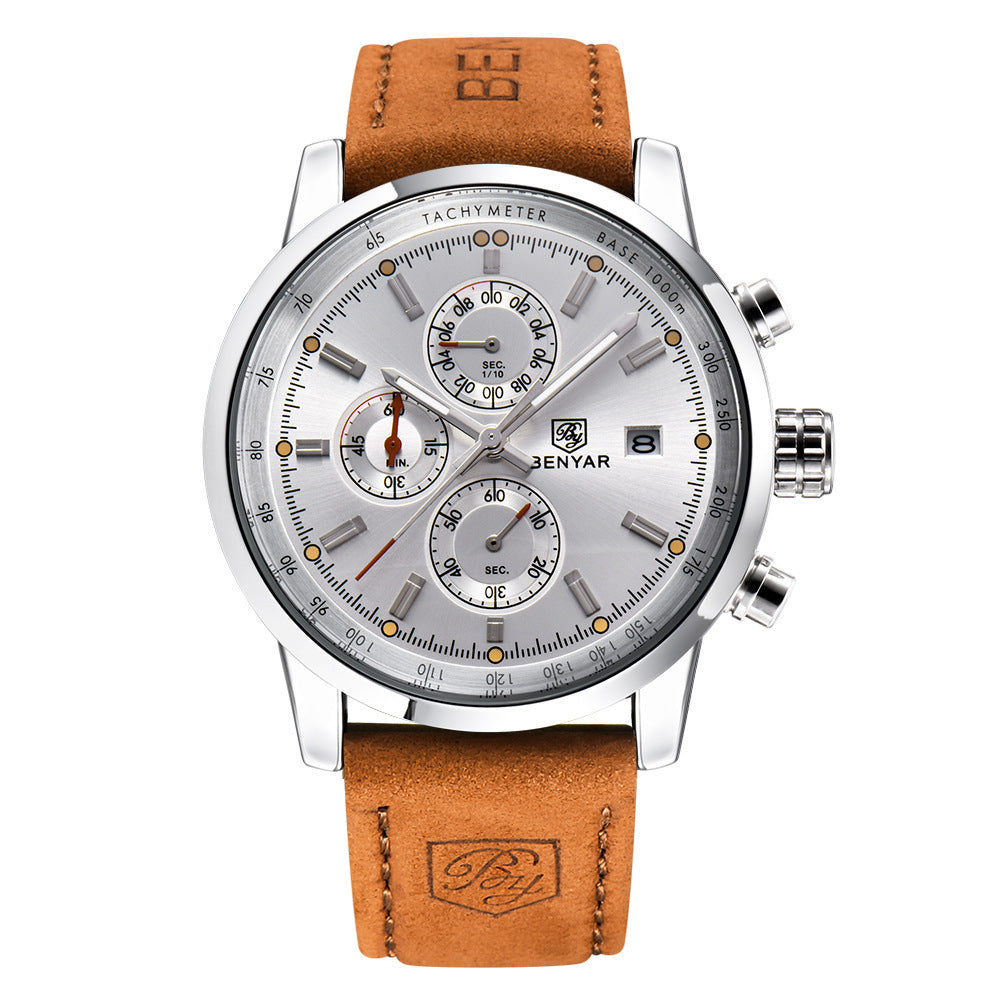 BENYAR Luxury Men's Watch – Premium Quartz Timepiece with Scratch-Resistant Glass