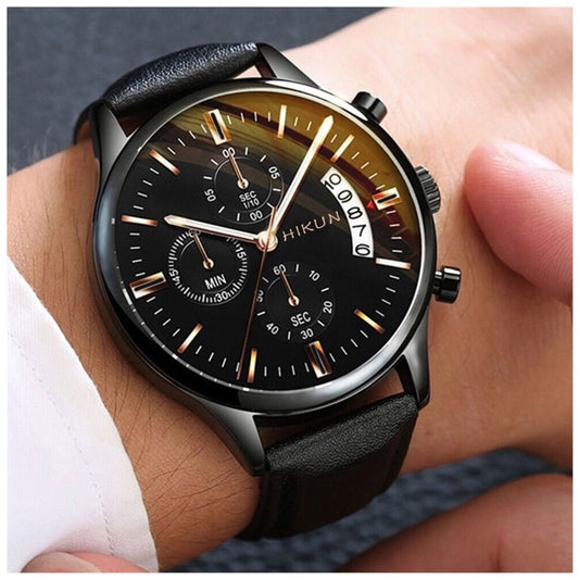 Men's Slim Quartz Watch – Solar-Powered Casual Wristwatch